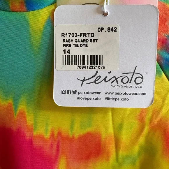 Peixoto Kids Swim Set Rashguard Multicolor Tie Dye - Picture 3 of 7